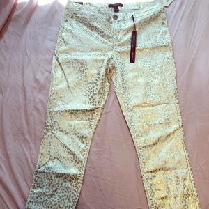 White & Gold Leopard Pants